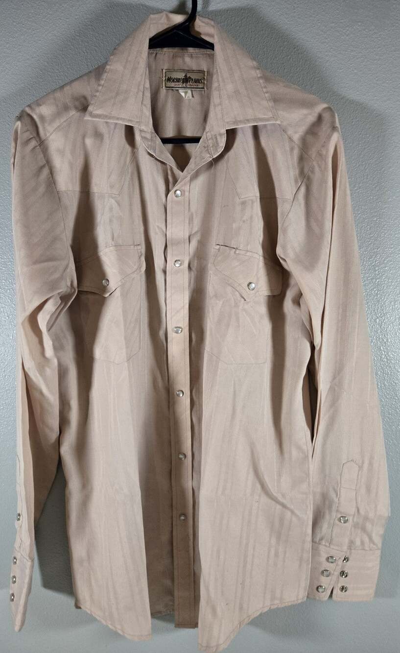 Northern Plains Shirt Company Men's Vintage Tan Pearl Snap Shirt Size 35/36